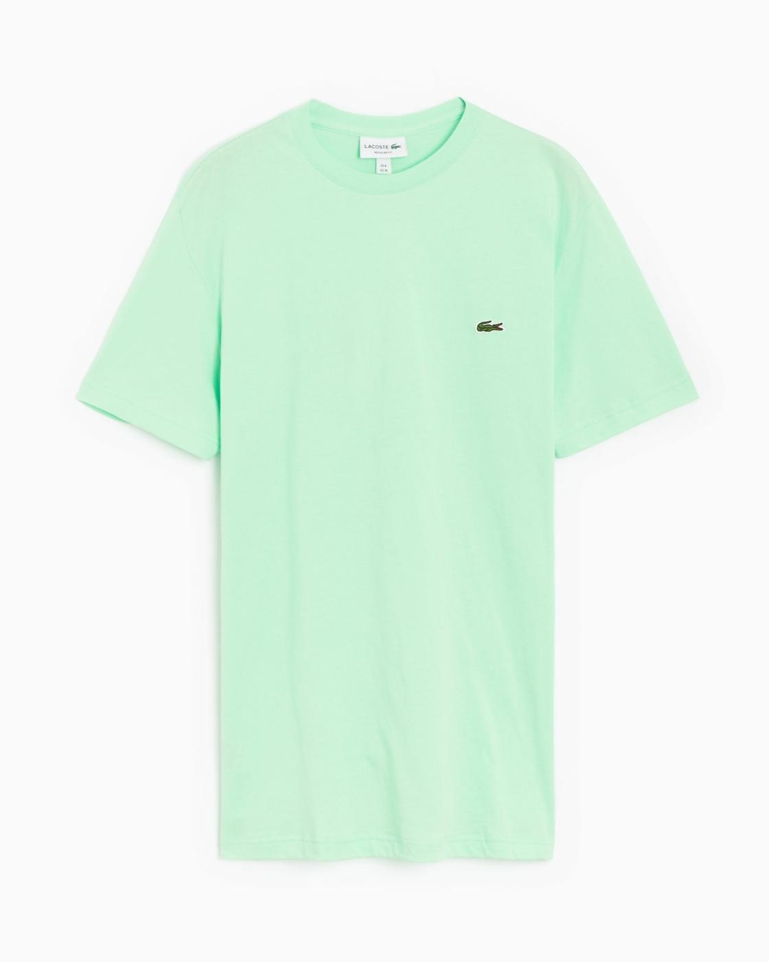 Camiseta Lacoste Verde Menta Liso de Algodón Para Hombre
