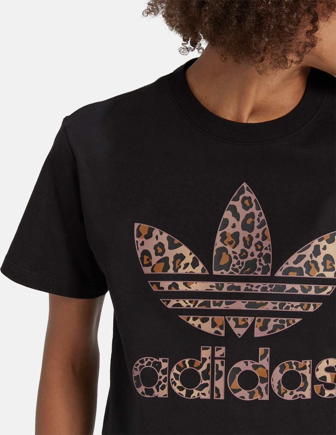 patrulla castillo Corteza Camiseta adidas Leopard Logo Negro Para Mujer