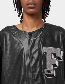 Camisa Fubu College Leather Baseball Negro