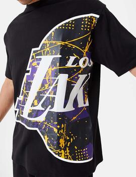 Camiseta New Era Large Team Logo Lakers Negro