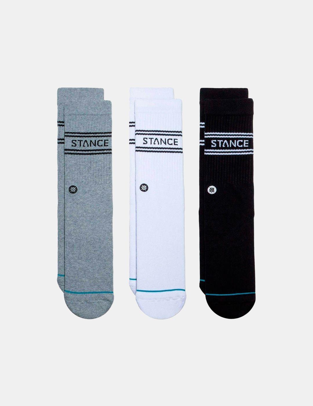 Calcetines Stance Basic 3Pack Blanco Gris Negro