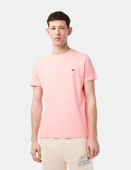 Camiseta Lacoste Básica Algodón Rosa Liso