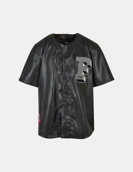Camisa Fubu College Leather Baseball Negro