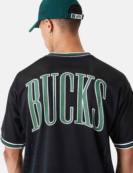 Camiseta New Era NBA Milwaukee Mesh Negro