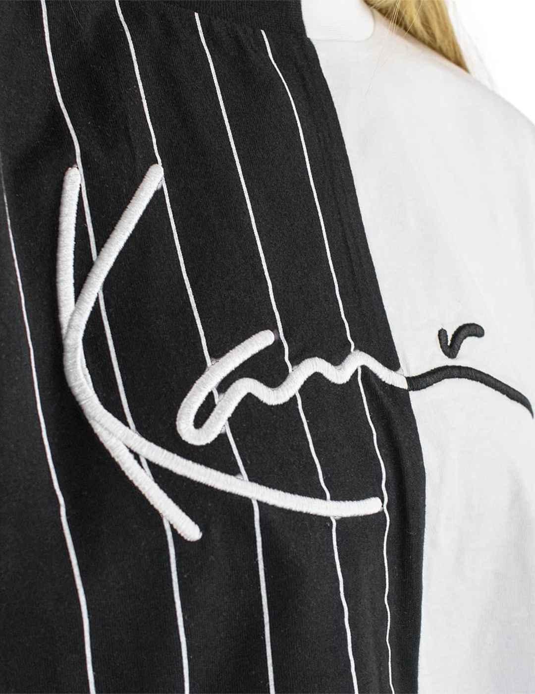 Camiseta Karl Kani Signature Splid Crop Pinstripe
