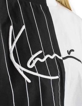 Camiseta Karl Kani Signature Splid Crop Pinstripe
