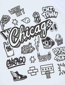 Camiseta Mitchell & Ness Chicago Bulls Doodle Blan