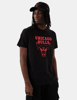 Camiseta New Era Nba Foil Chicago Bulls Negro Rojo Hombre