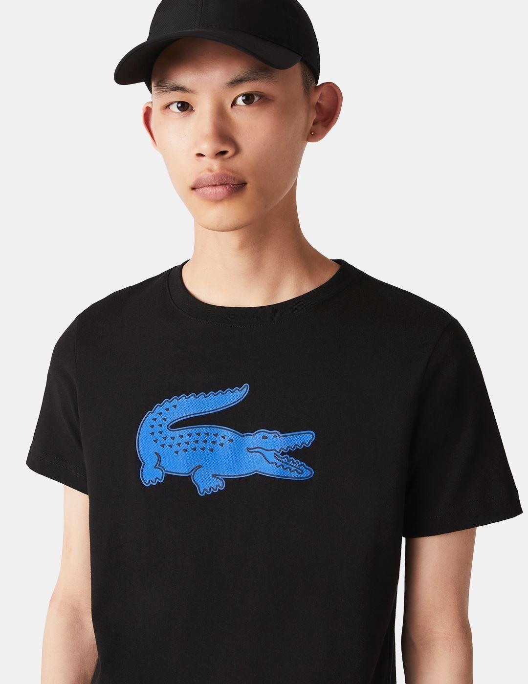 Camiseta Lacoste Logo 3D Print Para Hombre Negro Azul