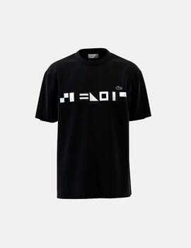 Camiseta Lacoste Relaxed Fit Estampada Negro Para Hombre
