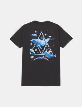 Camiseta Huf Space Dolphins Washed Negro Para Hombre